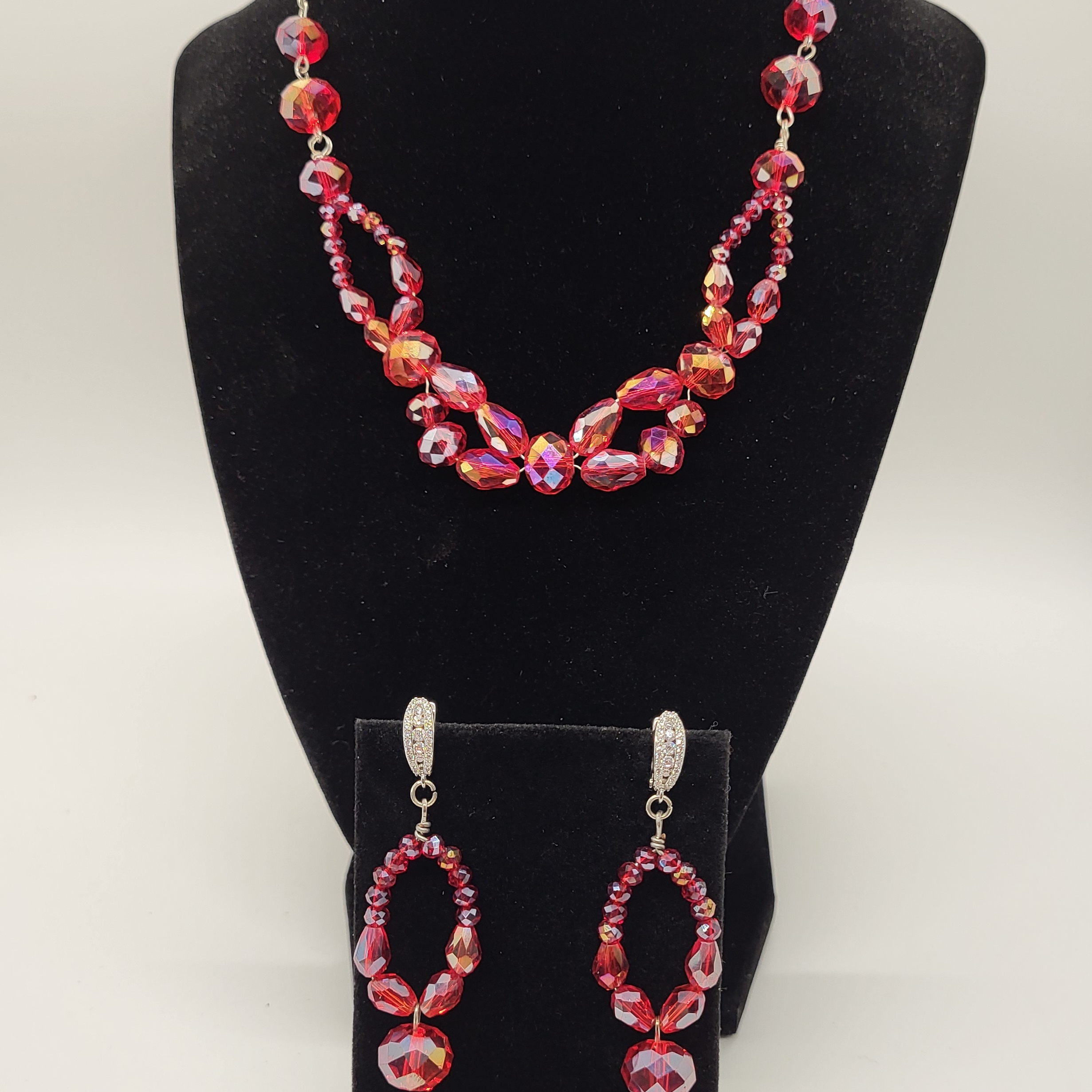 New Elegant Red Crystal Jewelry Set